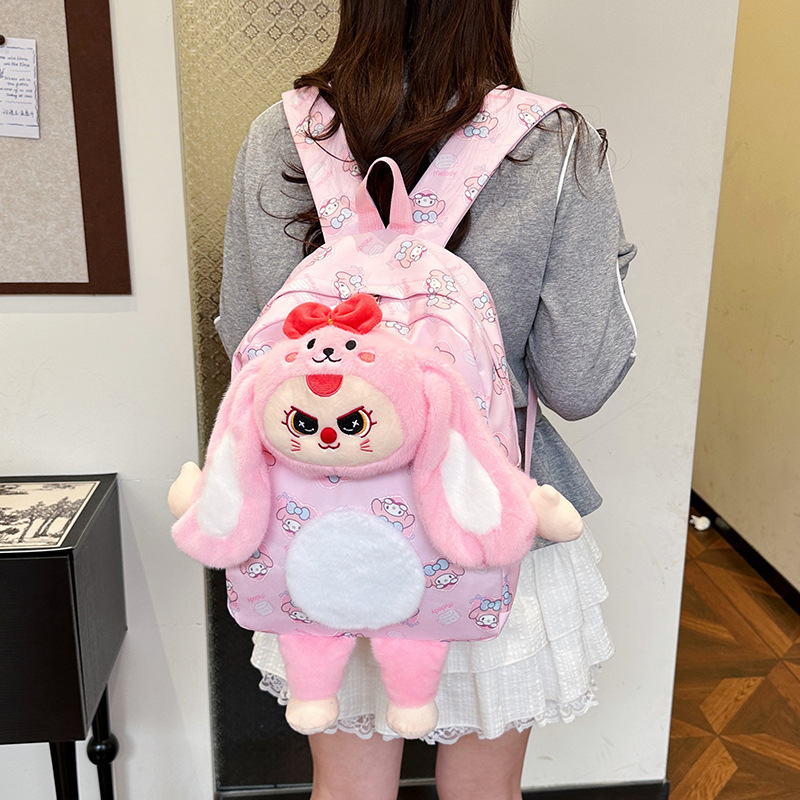 New high-appearance-level cartoon cute backpack, Ins-style schoolbag, versatile, super cute and sweet backpack, niche casual bag full figure
