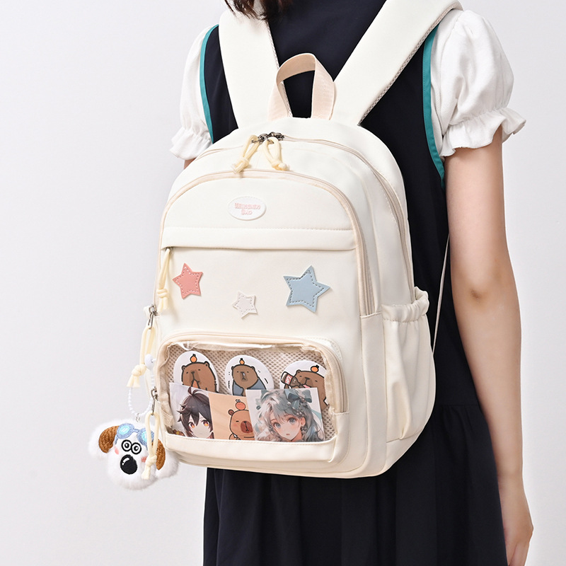 A new high-appearance-level, fresh and cute "smug pain bag" from the Korean version of Instagram, a lightweight backpack for junior and senior high school students details Picture