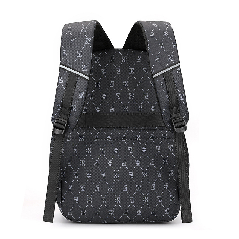 New design of simple backpack for junior high school students, solid color large-capacity printed computer bag for college students Specification drawing