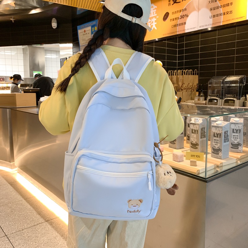 A fresh and clean schoolbag for girls, a simple and plain ins backpack for junior high school students, a lightweight backpack for primary school students with high appearance standards and cute backpacks details Picture