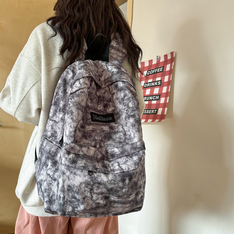 New personalized and trendy tie-dyed schoolbag for girls, Instagram-cool college backpack, Korean-style casual backpack for middle school students details Picture