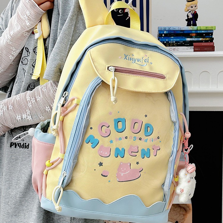 New large-capacity, simple and elegant 2D pain-relieving backpack, high appearance level, cute backpack for junior and senior high school students Application Scenario