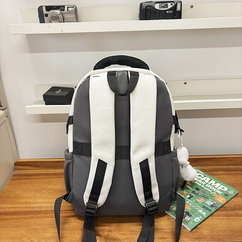 New minimalist color-blocking couple crossbody bag, high appearance level, casual large-capacity two-piece backpack for primary and secondary school students Specification drawing