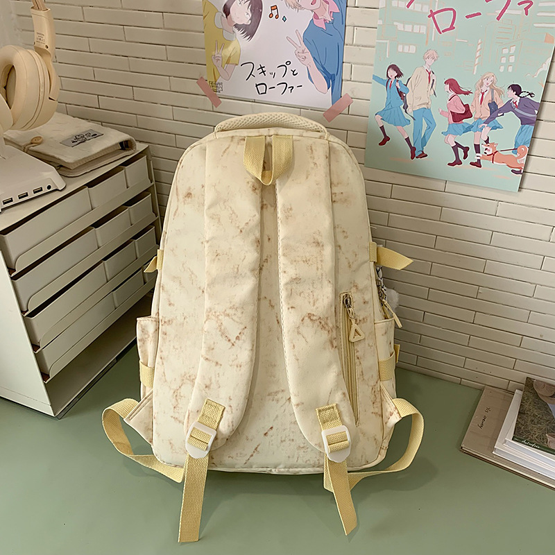 The new summer tie-dyed artistic Chinese-style schoolbag has a high appearance level. It is a light and refreshing travel backpack for young girls with a forest style Specification drawing
