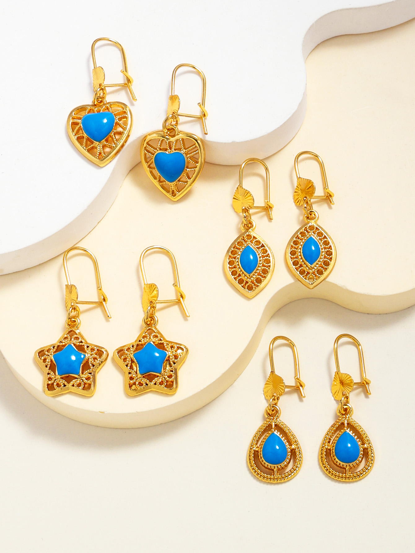 时尚水滴星星爱心恶魔之眼耳环化油耳环女其中甜美