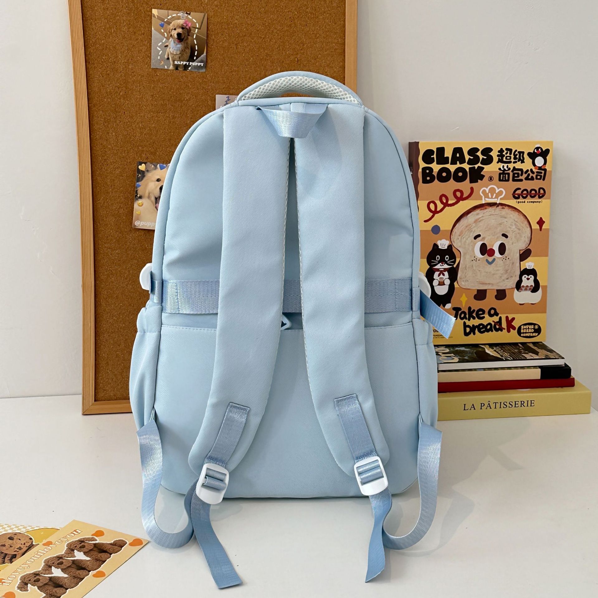 High-appearance-level lightweight schoolbag for female college students, ins Korean version color-blocking large-capacity backpack for male junior high school students, niche backpack Specification drawing