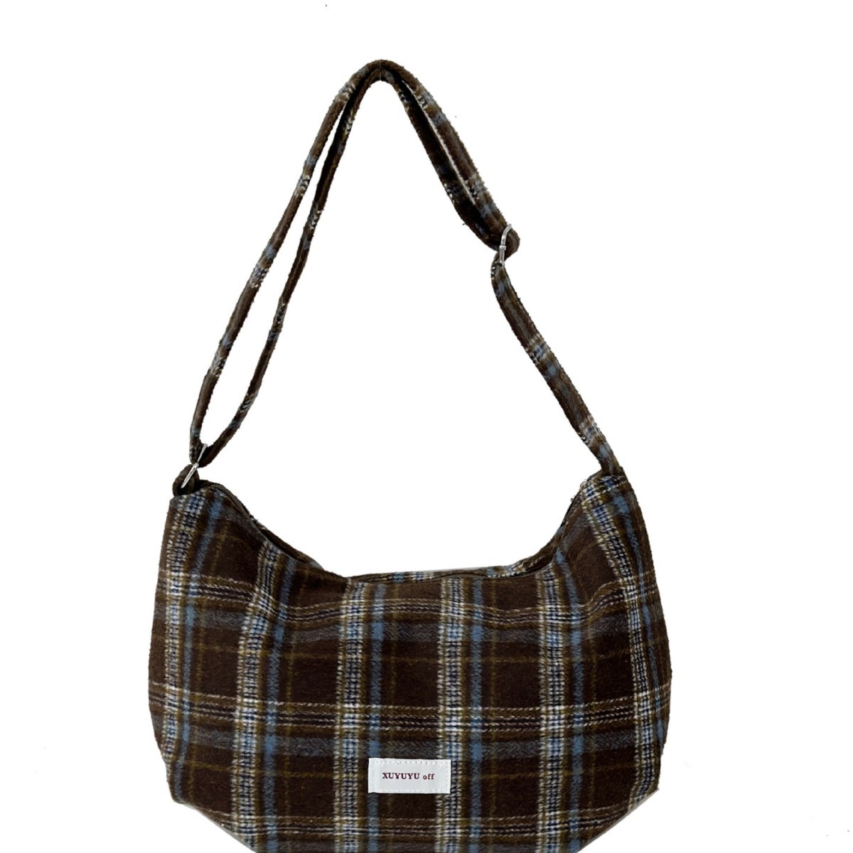 A fashionable Korean-style crossbody bag for women with a thousand bird check pattern, a versatile and personalized commuter bag for women, and a large-capacity retro check single-shoulder bag Item Picture