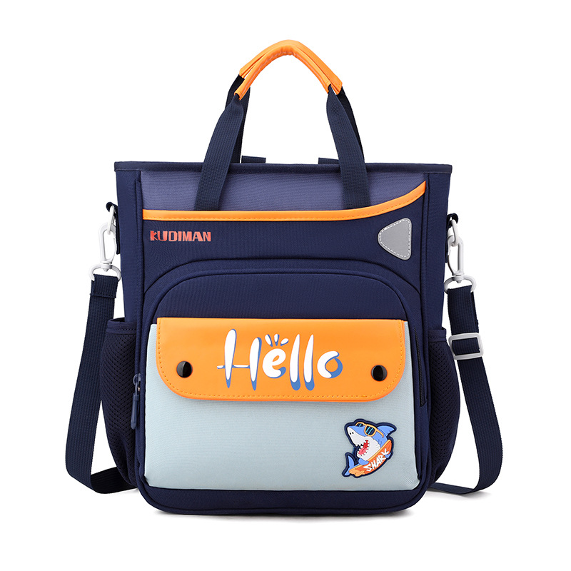 2025 New water-resistant children's schoolbag, lightweight student tutorial bag, simple handbag, art bag, printed logo Item Picture