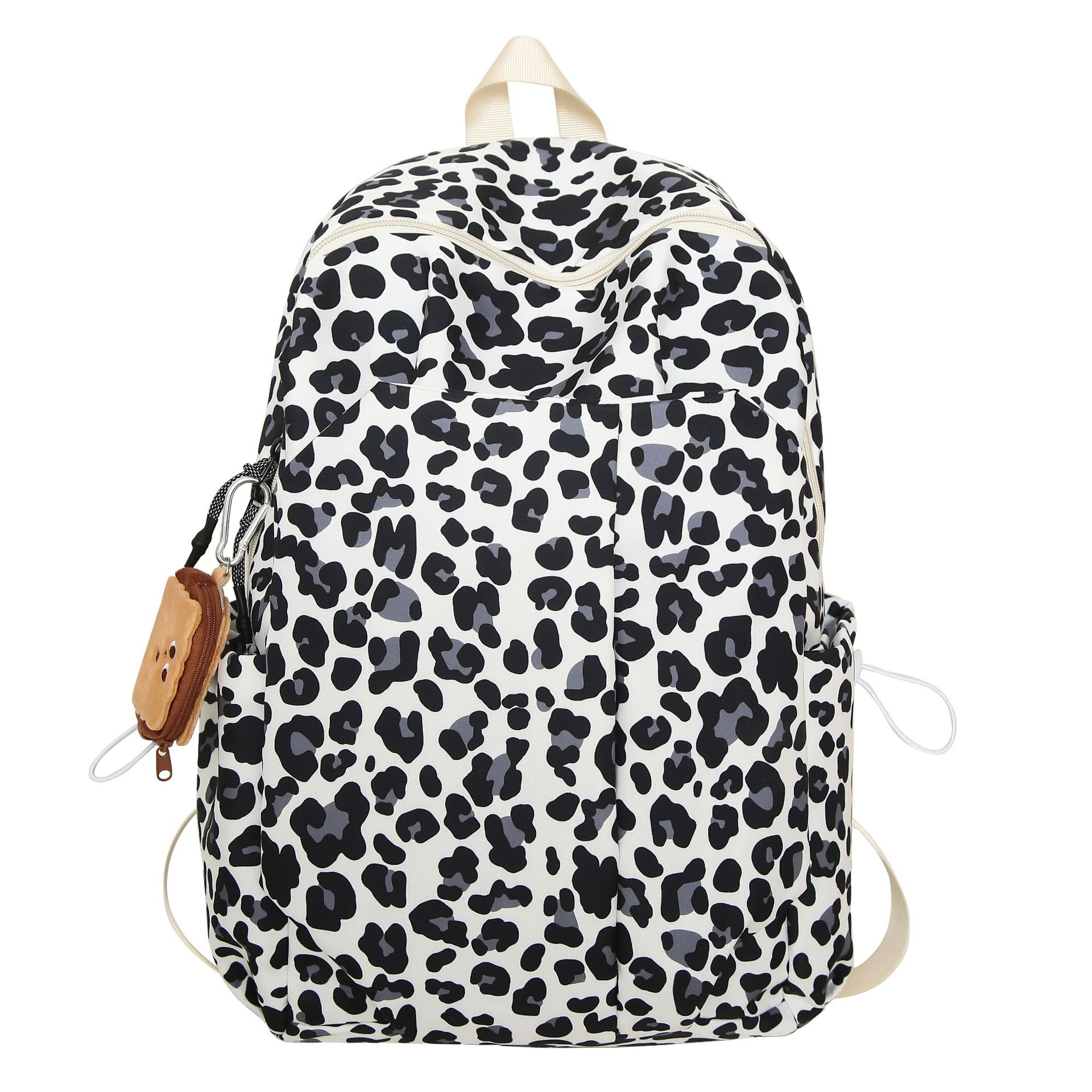 2025 New leopard print cross-border bag, double-shoulder women's bag, large-capacity student backpack, trendy and fashionable women's bag Item Picture