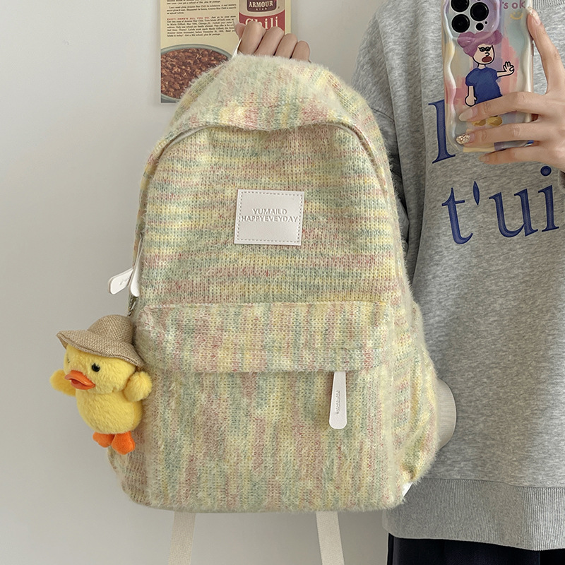 High appearance level, niche design sense, soft and sticky schoolbag, ins Japanese style, fresh and cute, high school student and lady versatile backpack details Picture