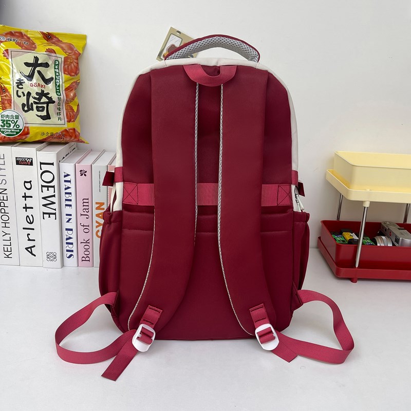 Korean style Instagram cute color-blocking backpacks for camping, lightweight and casual travel bags, versatile new student schoolbags for commuting Specification drawing