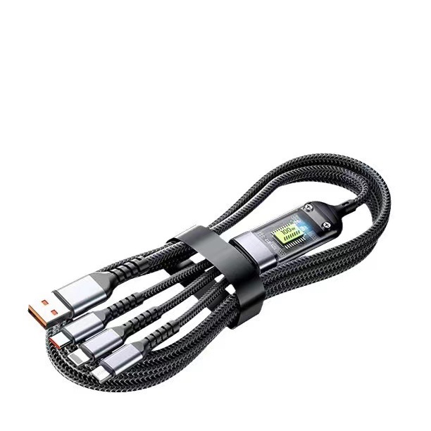 Digital display one drag three super fast charging data cable, mobile phone transparent chip, suitable for Pingguo Type-C Android extended Item Picture
