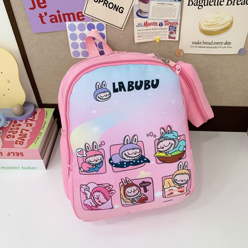 The 2025 summer new children's schoolbag is cute and stylish for girls. It's a cartoon printed small backpack for kindergartens Specification drawing