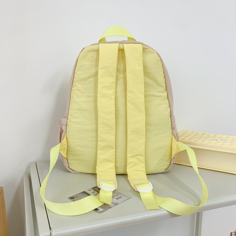Spring color-blocking schoolbag, girls' high school appearance level, children's travel lightweight small backpack, sweet girl travel storage backpack Specification drawing