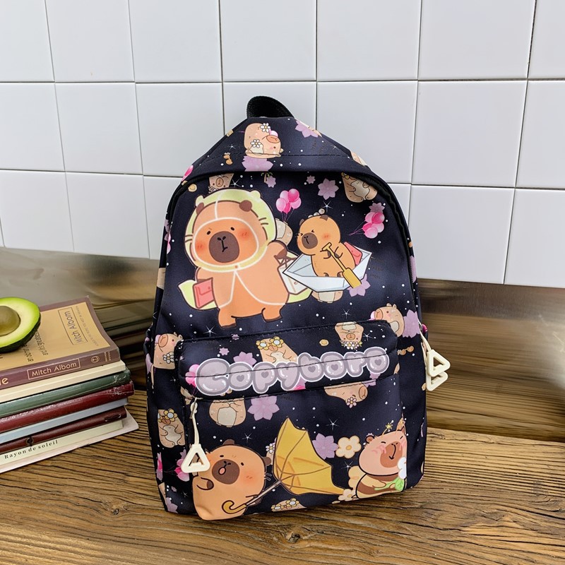 Capibala cute printed children's schoolbag, large-capacity lightweight back-protecting schoolbag, high appearance level trendy bag for female primary school students Specification drawing