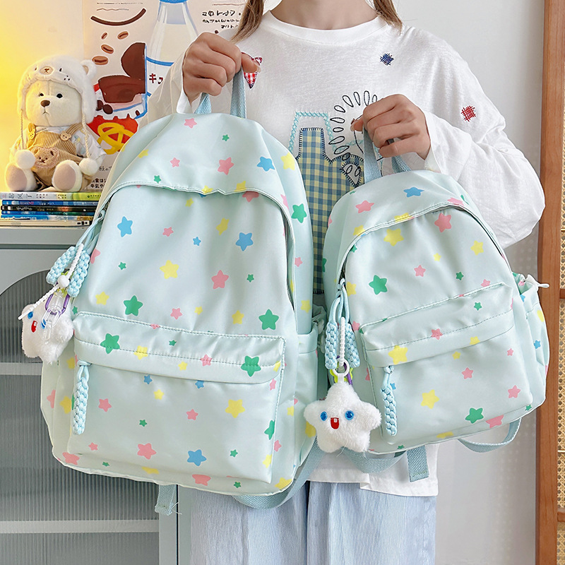 A new high-appearance-level, fresh and sweet, colorful star-shaped backpack from Japanese Instagram, a large-capacity backpack for junior and senior high school students details Picture