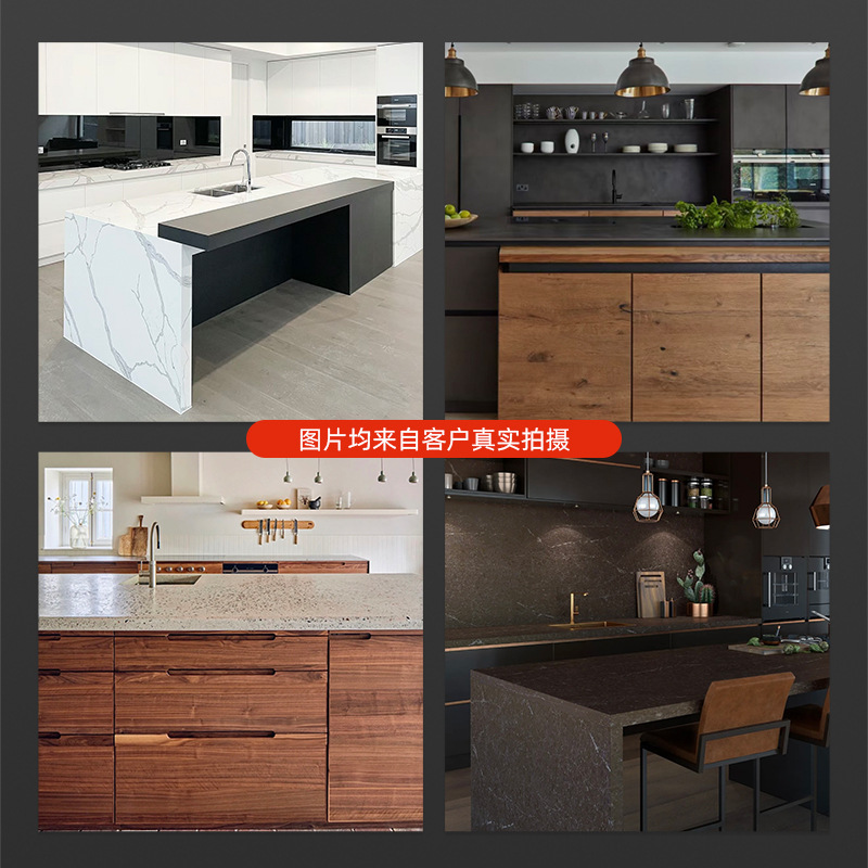 Yunfu manufacturer's quartz stone countertop, kitchen cabinet, white artificial stone, bathroom wall panel, quartz stone countertop Application Scenario