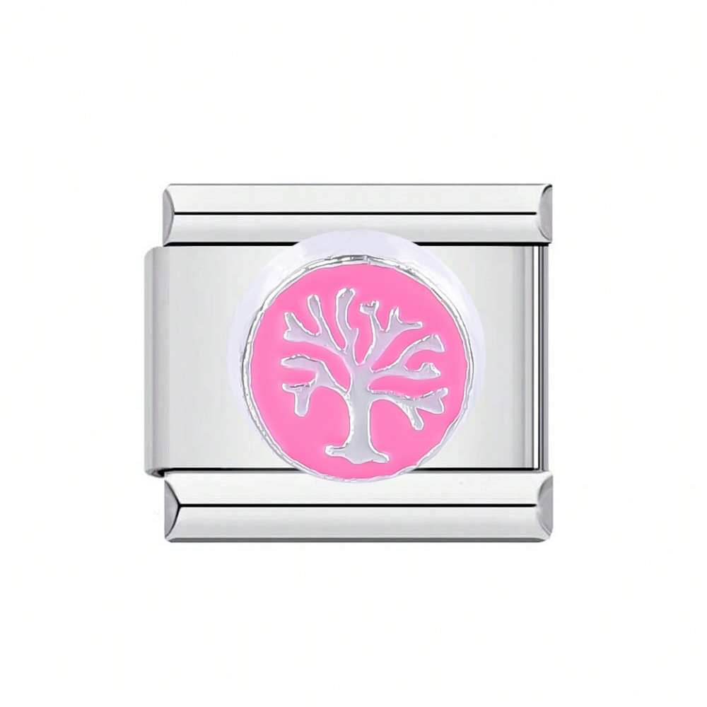 Cross-border DIY jewelry accessories, stainless steel Italian modular bracelet assembly and disassembly, Life tree, coconut tree, cactus Specification drawing