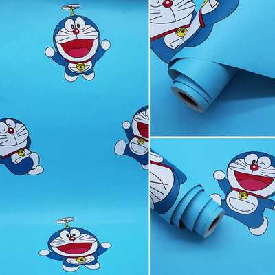 Environmentally friendly PVC cartoon wallpaper, self-adhesive thickened waterproof dormitory wallpaper, children's bedroom wall stickers, cute renovation stickers details Picture