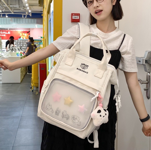 Korean style Instagram cute and soft girl backpack for junior high school students, large-capacity casual backpack, versatile school style schoolbag full figure