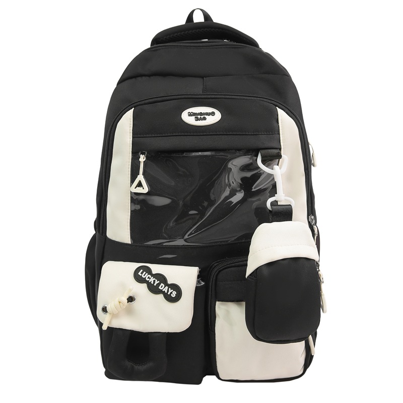 A new Japanese-style ins fresh and sweet color-blocking and pain-relieving bag for girls, a large-capacity backpack for middle and high school students Item Picture