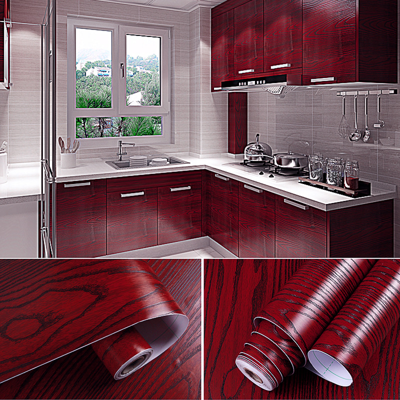 Self-adhesive wallpaper with wood-grain imitation stickers, thickened waterproof and moisture-proof clothes, cabinet tops, wooden doors, and wallpaper for refurbishing old furniture full figure
