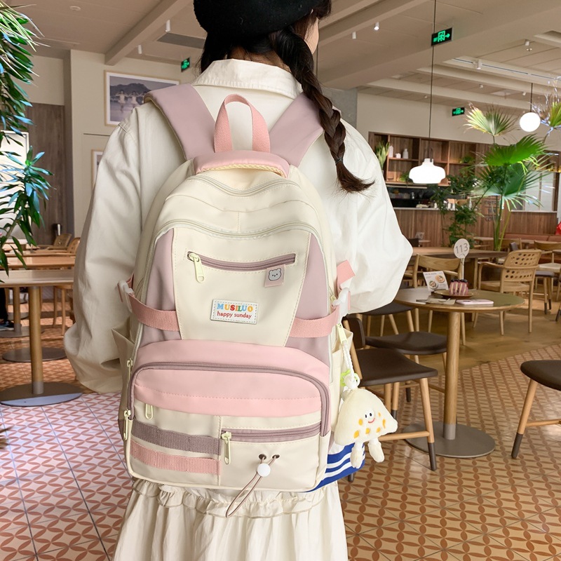 New schoolbag for girls, a Korean forest-themed, fresh and cute middle school backpack, a sweet school-style backpack for primary school students details Picture