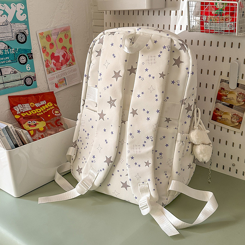 A fresh and cute candy-colored new Japanese-style star-patterned pain bag for junior and senior high school students, with a large capacity backpack Specification drawing