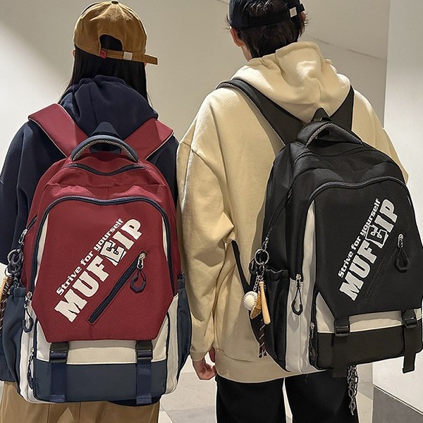 2025 New letter-shaped large-capacity multi-compartment schoolbag, lightweight and simple couple backpack, casual travel computer bag full figure