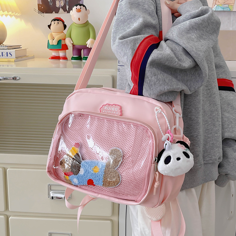 Cute Japanese student single-shoulder handbag, commuter bag, transparent smug pain bag, ins girl backpack, crossbody bag details Picture