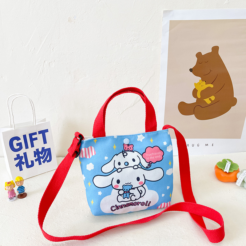Children's bags, stylish and fashionable handbags for boys and girls, trendy cartoon canvas bags, cute and casual hand-held bags for going out details Picture