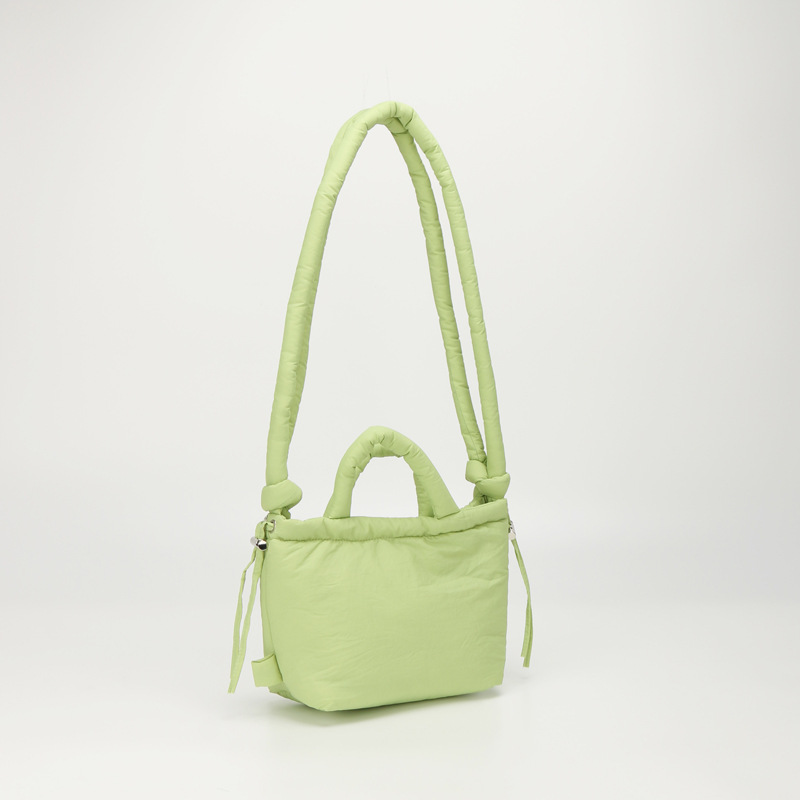 New cotton-filled nylon single-shoulder crossbody bag for women, soft and lightweight pleated backpack, drawstring small handbag Specification drawing