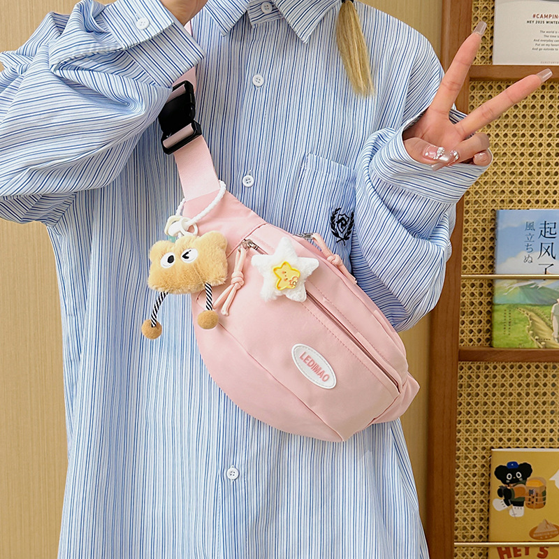 2025 New style simple and versatile chest bag, student sports cycling crossbody bag, Japanese trendy brand niche casual waist bag full figure