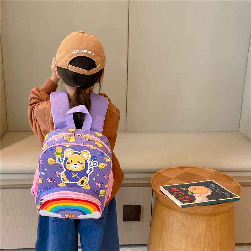 New 2024 cartoon rainbow schoolbag for children aged 3 to 6, kindergarten schoolbag for girls, cute wholesale details Picture