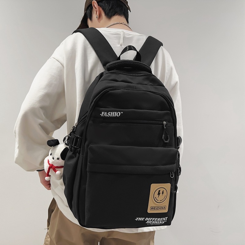 Simple and fashionable backpacks for male college students, large-capacity bags for junior and senior high school students, and trendy color-matched ins backpacks for couples details Picture