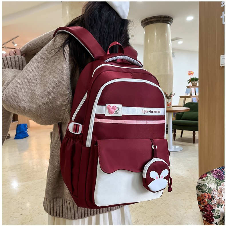 Spring new schoolbag Korean style Instagram cute color contrast high appearance level light backpack for primary school students from grades three to six details Picture