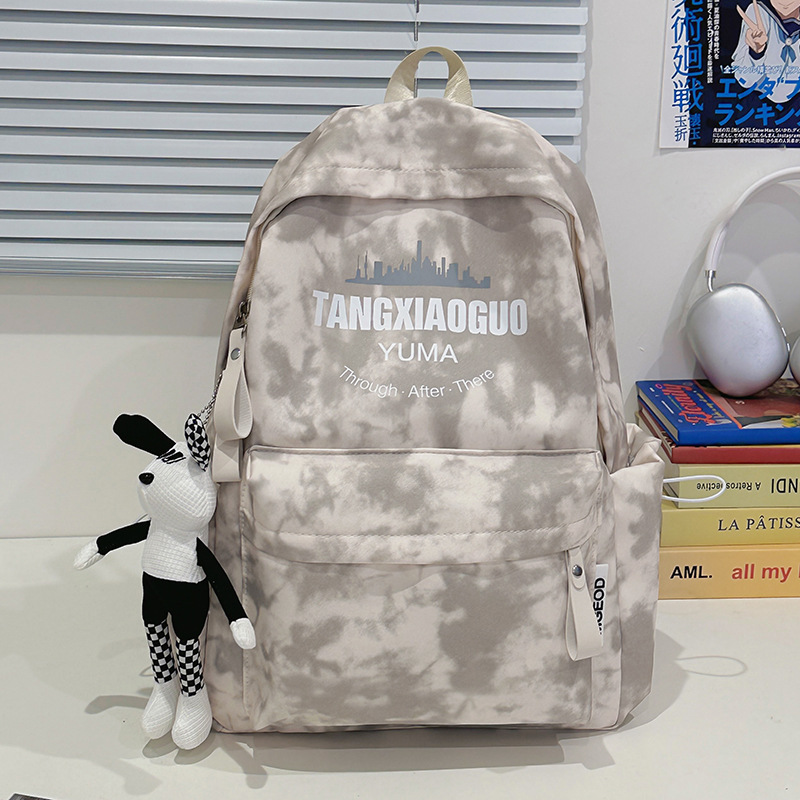 A simple, original and niche tie-dyed schoolbag designed for female college students on both shoulders. It is a versatile large-capacity backpack for women full figure