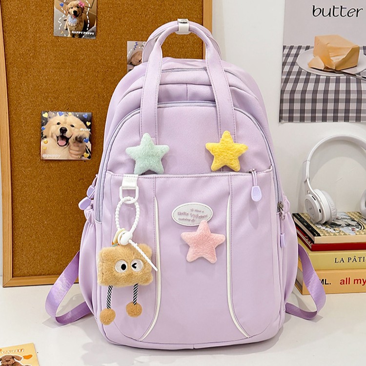 Korean version Star cute girl backpack, high school girl, high school student, large capacity, high appearance level backpack Application Scenario