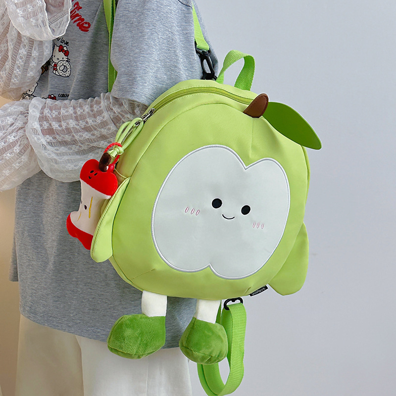Cute Apple Backpack for Girls, 2025 New cartoon student small schoolbag, travel backpack, casual single-shoulder bag details Picture