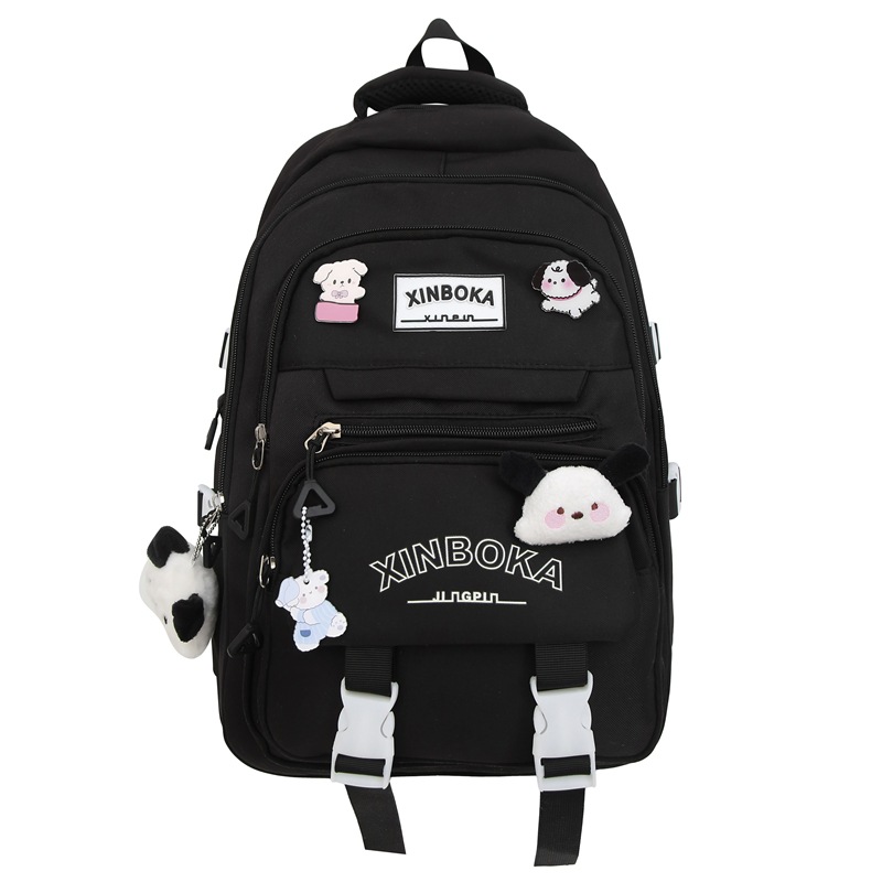 High campus style, high appearance level, large-capacity schoolbag, fashionable and versatile, solid-color backpack, wide shoulder strap, lightweight and load-reducing backpack for girls Item Picture