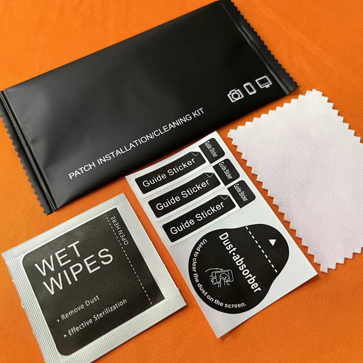 Manufacturer's in-stock tempered film application auxiliary tool kit, three-piece mobile phone film application set, mobile phone film application alcohol bag full figure
