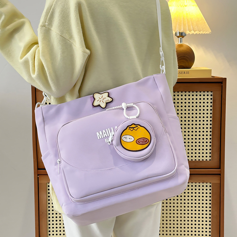 Korean style ins color-blocking student tote bag, tutorial bag, versatile crossbody bag, large-capacity class bag for junior high school students, girls details Picture