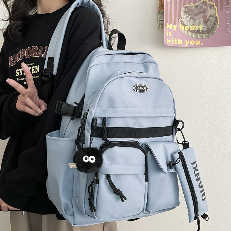 New Korean-style ins workwear-style backpack for middle school students, large-capacity Japanese-style trendy college student travel backpack for men details Picture
