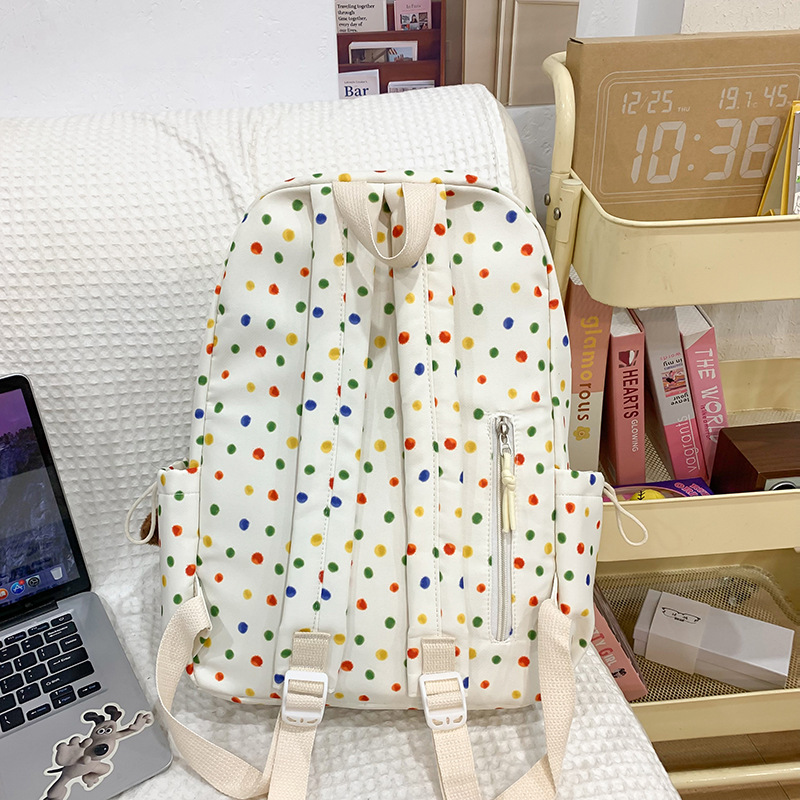 Cute and soft girl polka dot dog backpack 2024 New style, junior and senior high school student backpack, college student travel backpack Specification drawing