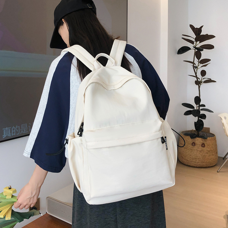 Solid-color schoolbag for female college students, simple and ins-style Korean backpack, high appearance level backpack for female junior and senior high school students details Picture