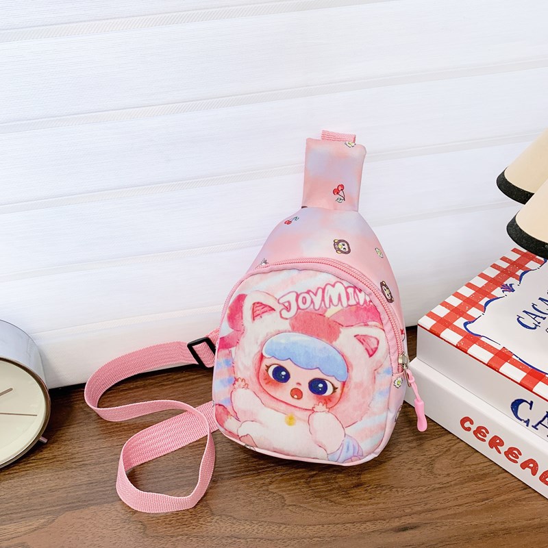 New spring and summer anime cartoon cute children's chest bag, printed girls' single-shoulder bag, large-capacity casual crossbody bag details Picture