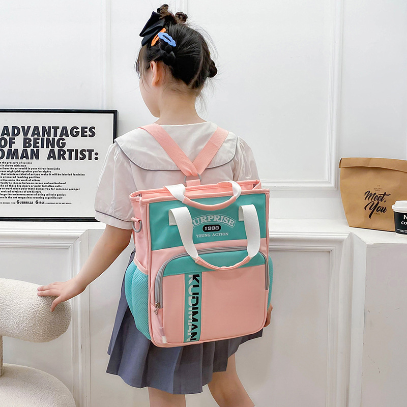 High-appearation-level student tutorial bags, large-capacity hand-held schoolbags, lightweight backrest book bags, versatile water-resistant backpacks full figure