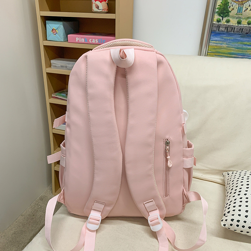 Schoolbag for junior high school girls, high appearance level, ins style, multi-compartment large capacity solid color backpack, backpacks for grades three to six Specification drawing