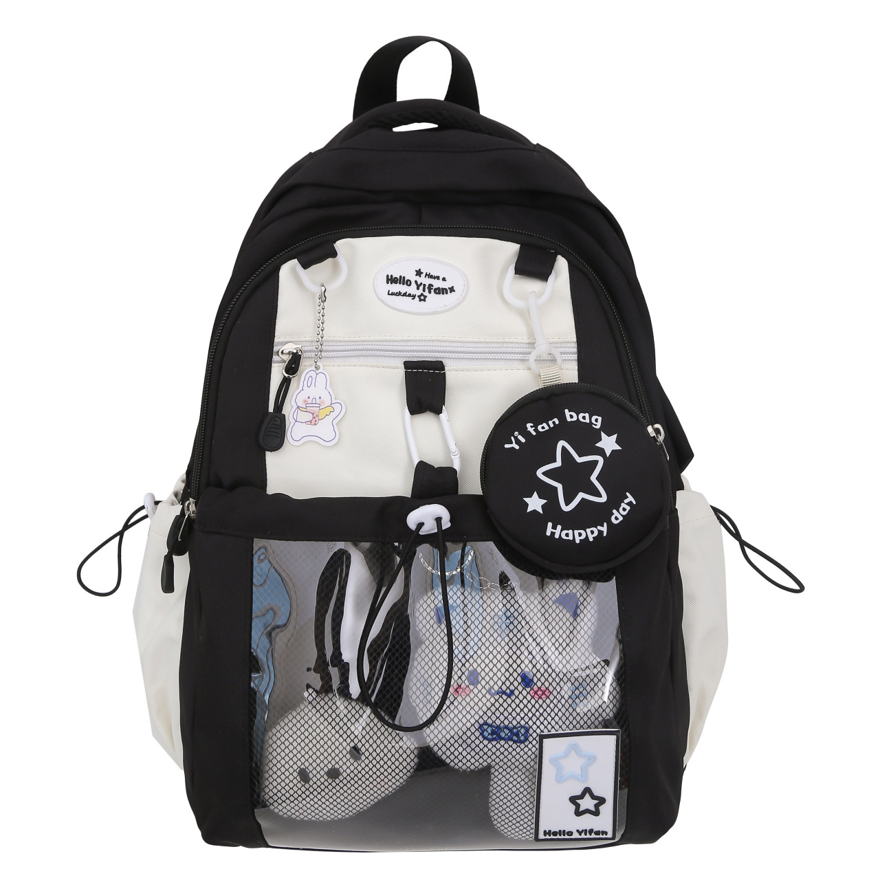 High-quality, large-capacity, lightweight and versatile schoolbag for junior and senior high school students in Korean style. It's a cute schoolbag with contrasting colors for girls and a school style Item Picture