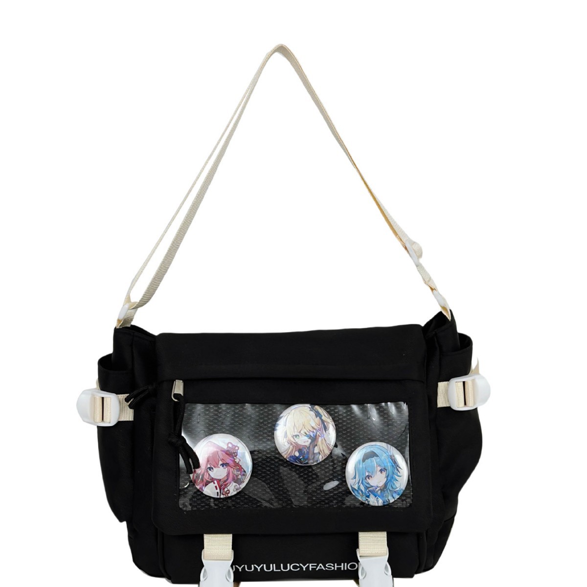 The college wind pain bag is versatile, simple, and has a large capacity. It is a class messenger bag for students and a transparent, slappy, single-shoulder, casual, and crossbody bag Item Picture